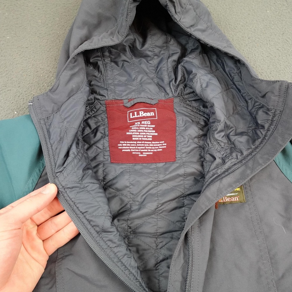 LL Bean Jacket Womens XS Multicolor Colorblock Hooded Insulated Anorak Half Zip - Picture 6 of 11